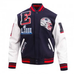 New England Patriots Mashup Rib Varsity Wool/Leather Jacket