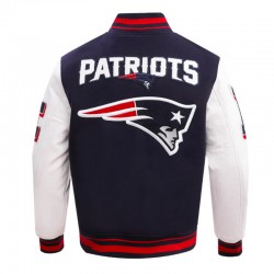 New England Patriots Mashup Rib Varsity Wool/Leather Jacket
