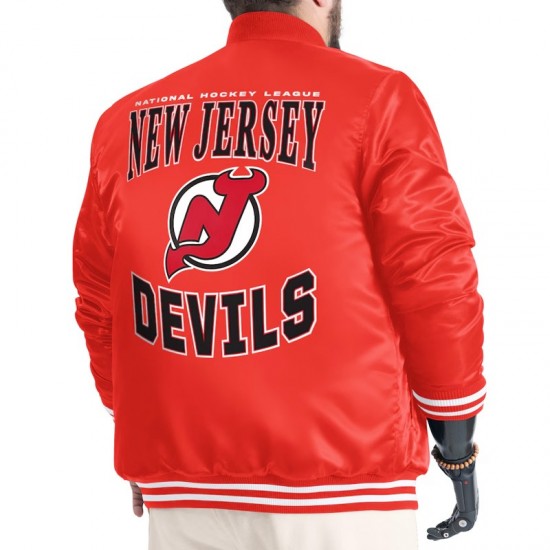 New Jersey Devils Adaptive Bold Logo Varsity Satin Jacket