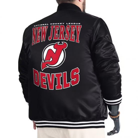 New Jersey Devils Adaptive Bold Logo Varsity Satin Jacket