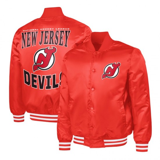 New Jersey Devils Adaptive Bold Logo Varsity Satin Jacket