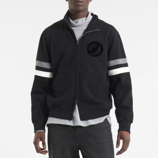 New Jersey Devils Black Striped Fleece Jacket New Jersey Devils Black Striped Fleece Jacket