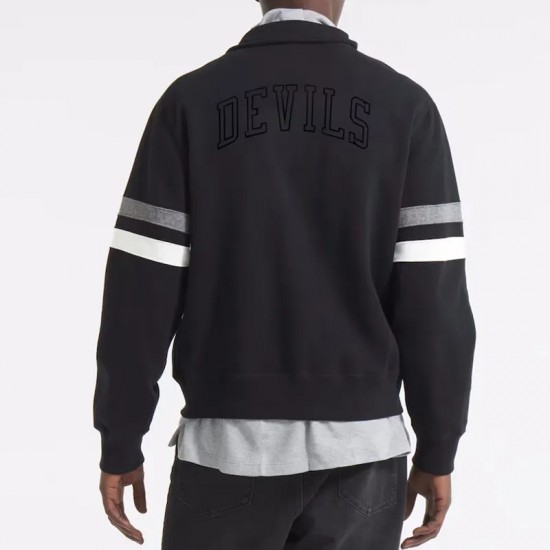 New Jersey Devils Black Striped Fleece Jacket New Jersey Devils Black Striped Fleece Jacket