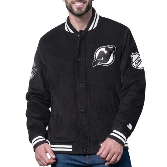 New Jersey Devils Blackout Corduroy Varsity Jacket