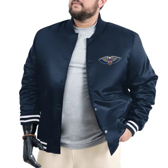 New Orleans Pelicans Adaptive Bold Logo Varsity Satin Jacket New Orleans Pelicans Adaptive Bold Logo Varsity Satin Jacket