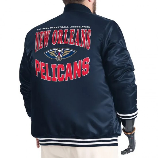 New Orleans Pelicans Adaptive Bold Logo Varsity Satin Jacket