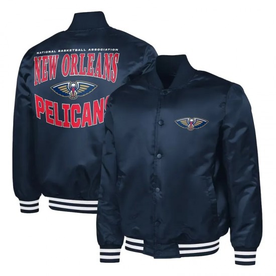 New Orleans Pelicans Adaptive Bold Logo Varsity Satin Jacket