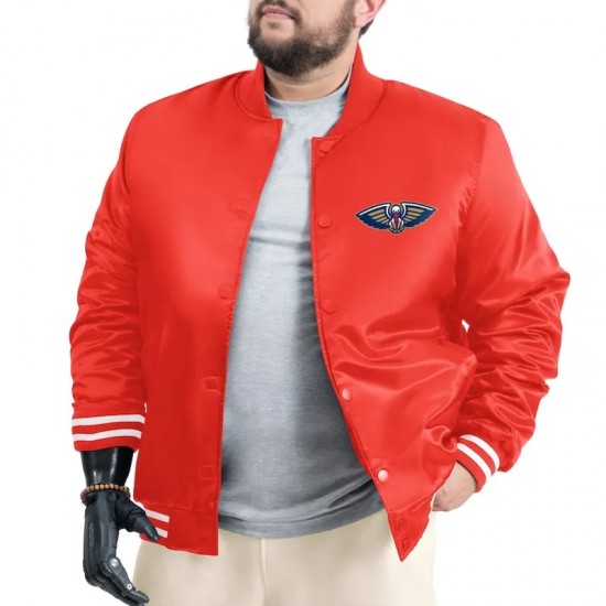 New Orleans Pelicans Adaptive Bold Logo Varsity Satin Jacket New Orleans Pelicans Adaptive Bold Logo Varsity Satin Jacket