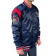 New Orleans Pelicans Navy Teddy Varsity Satin Jacket New Orleans Pelicans Navy Teddy Varsity Satin Jacket