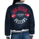New Orleans Pelicans Printed Logo Navy Varsity Satin Jacket New Orleans Pelicans Printed Logo Navy Varsity Satin Jacket