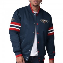 New Orleans Pelicans Scout Navy Varsity Satin Jacket