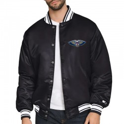 New Orleans Pelicans Triangle Black Satin Jacket