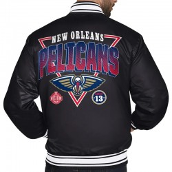 New Orleans Pelicans Triangle Black Satin Jacket