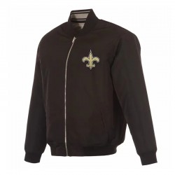 New Orleans Saints Black/Gray Full-Zip Reversible Flight Jacket
