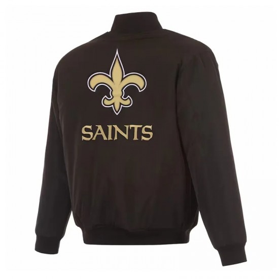 New Orleans Saints Black/Gray Full-Zip Reversible Flight Jacket
