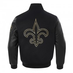 New Orleans Saints Full-Zip Black Varsity Jacket