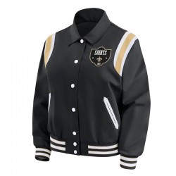 New Orleans Saints Lightweight Black Varsity Satin Jacket