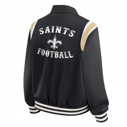 New Orleans Saints Lightweight Black Varsity Satin Jacket