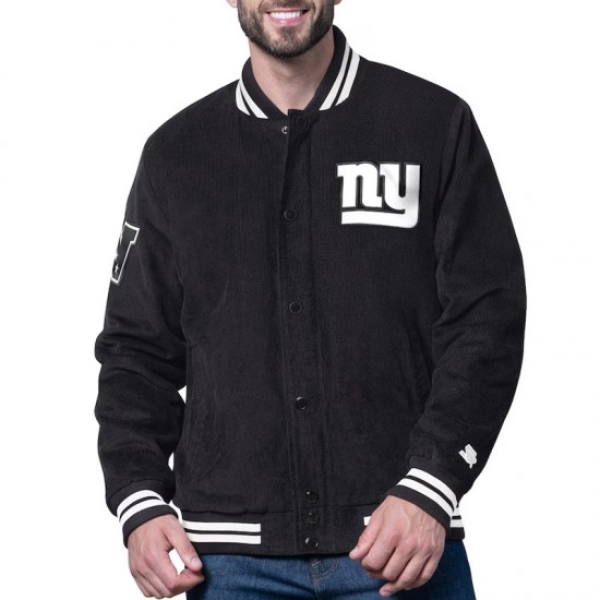 New York Giants Blackout Corduroy Varsity Jacket