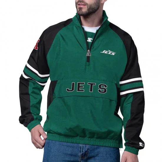 New York Jets Prospect Green Half-Zip Pullover Jacket