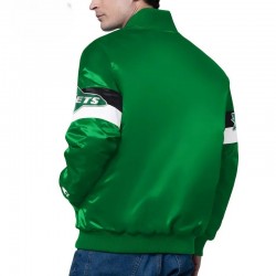 New York Jets Triple Option Full-Snap Varsity Satin Jacket New York Jets Triple Option Full-Snap Varsity Satin Jacket