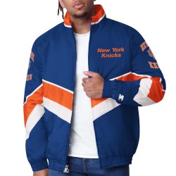 New York Knicks Captain Royal Varsity Satin Jacket New York Knicks Captain Royal Varsity Satin Jacket