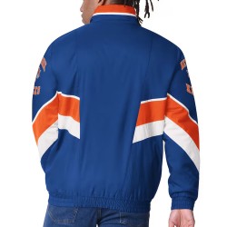New York Knicks Captain Royal Varsity Satin Jacket New York Knicks Captain Royal Varsity Satin Jacket