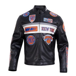 New York Knicks Men's Moto Black Jacket New York Knicks Men's Moto Black Jacket