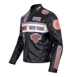 New York Knicks Men's Moto Black Jacket New York Knicks Men's Moto Black Jacket