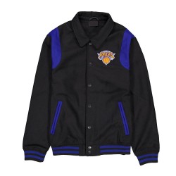 New York Knicks Sport Night Teddy Varsity Jacket New York Knicks Sport Night Teddy Varsity Jacket