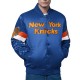 New York Knicks Triple Option Varsity Satin Jacket New York Knicks Triple Option Varsity Satin Jacket