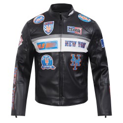 New York Mets Men's Moto Jacket New York Mets Men's Moto Jacket