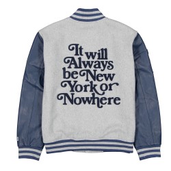 New York Or Nowhere Gray and Navy Varsity Jacket New York Or Nowhere Gray and Navy Varsity Jacket