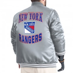 New York Rangers Adaptive Bold Logo Varsity Satin Jacket