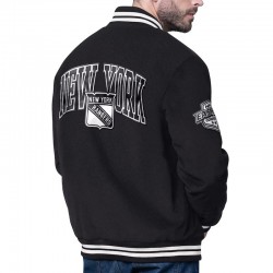 New York Rangers Blackout Corduroy Varsity Jacket