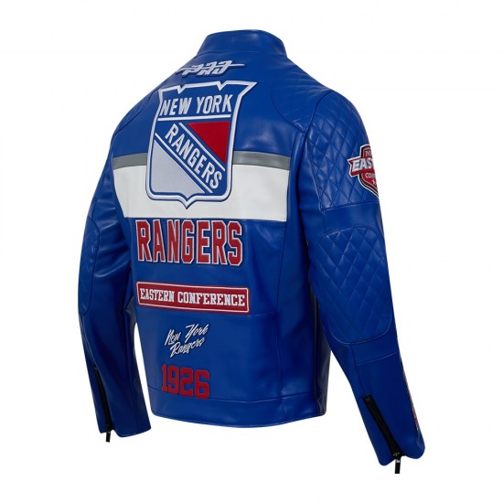New York Rangers Blue Men's Moto Jacket