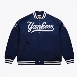 New York Yankees 2000 Full-Snap Satin Navy Jacket New York Yankees 2000 Full-Snap Satin Navy Jacket