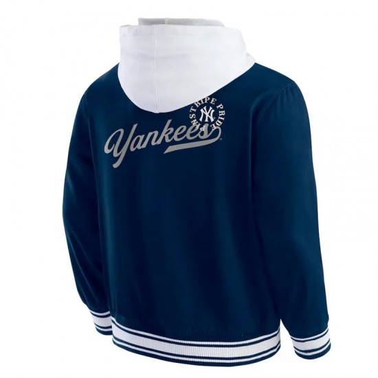 New York Yankees Navy Cotton Hooded Jacket New York Yankees Navy Cotton Hooded Jacket