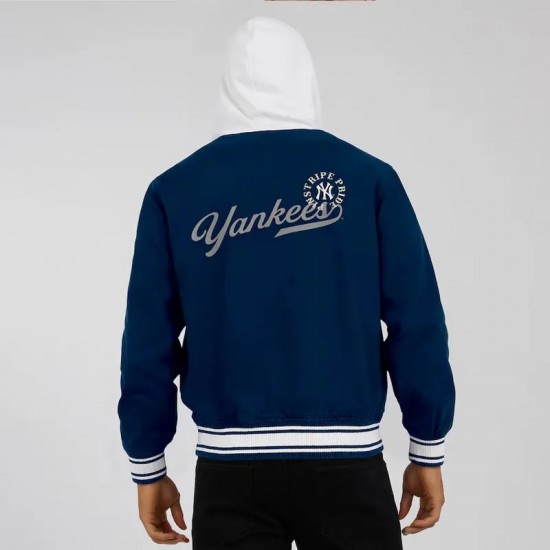 New York Yankees Navy Cotton Hooded Jacket New York Yankees Navy Cotton Hooded Jacket