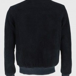Noah Mens Navy Blue Bomber Suede Leather Jacket Noah Mens Navy Blue Bomber Suede Leather Jacket