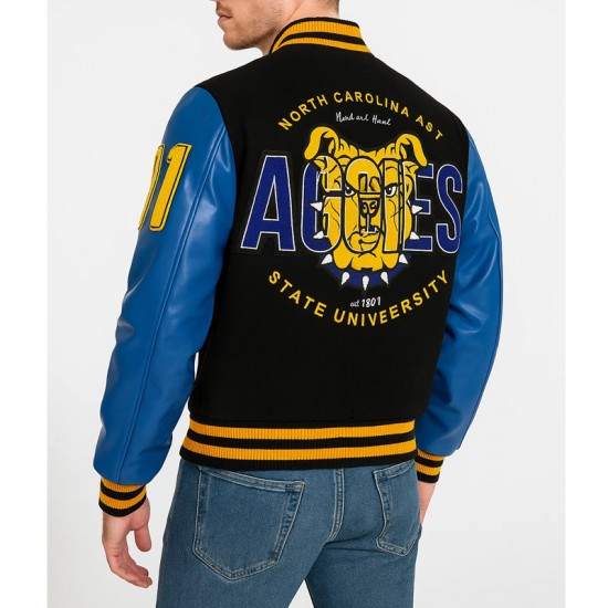 North Carolina A&T Aggie Black and Blue Varsity Jacket North Carolina A&T Aggie Black and Blue Varsity Jacket