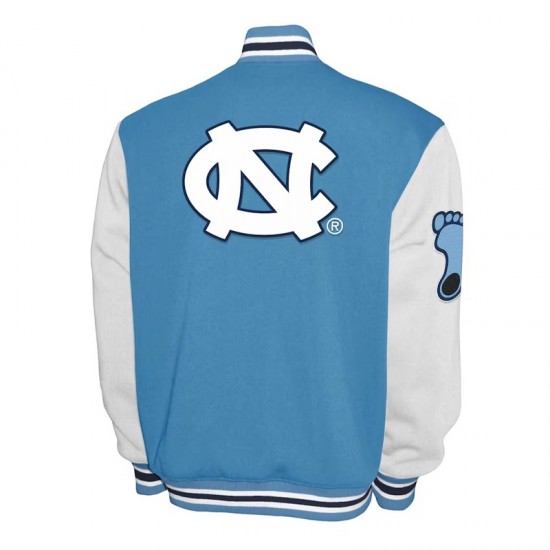 North Carolina Tar Heels Fleece Carolina Blue and White Varsity Jacket North Carolina Tar Heels Fleece Carolina Blue and White Varsity Jacket