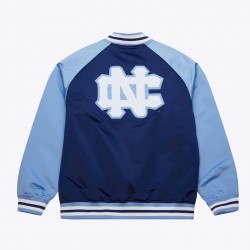 North Carolina Tar Heels Vintage Logo Double Clutch Blue Satin Jacket North Carolina Tar Heels Vintage Logo Double Clutch Blue Satin Jacket