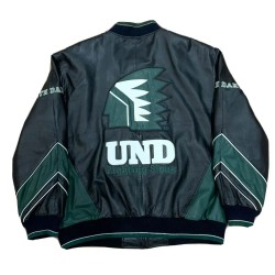 North Dakota Fighting Hawks Black Varsity Leather Jacket