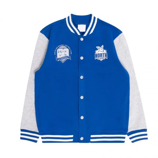 North Melbourne Royal and Gray Varsity Fleece Jacket