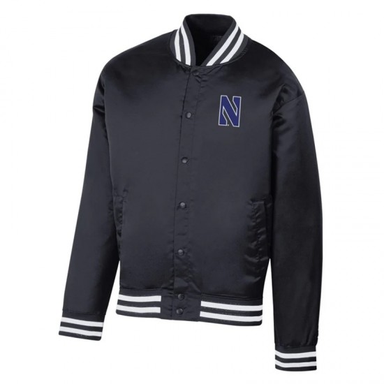 Northwestern Wildcats Retro Champion Bomber Black Jacket