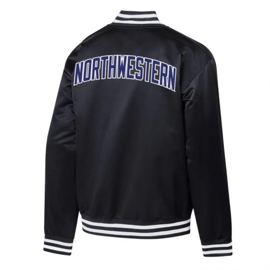Northwestern Wildcats Retro Champion Bomber Black Jacket