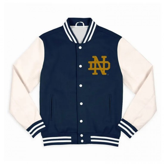 Notre Dame Fighting Irish Navy and Off White Varsity Jacket