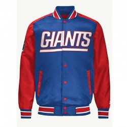  NY Giants Blue and Red Varsity Satin Jacket
