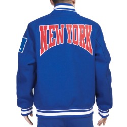 NY Giants Crest Emblem Blue Varsity Jacket